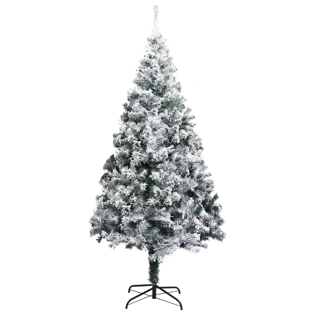  Plastgran med LED och julgranskulor grön 210 cm PVC