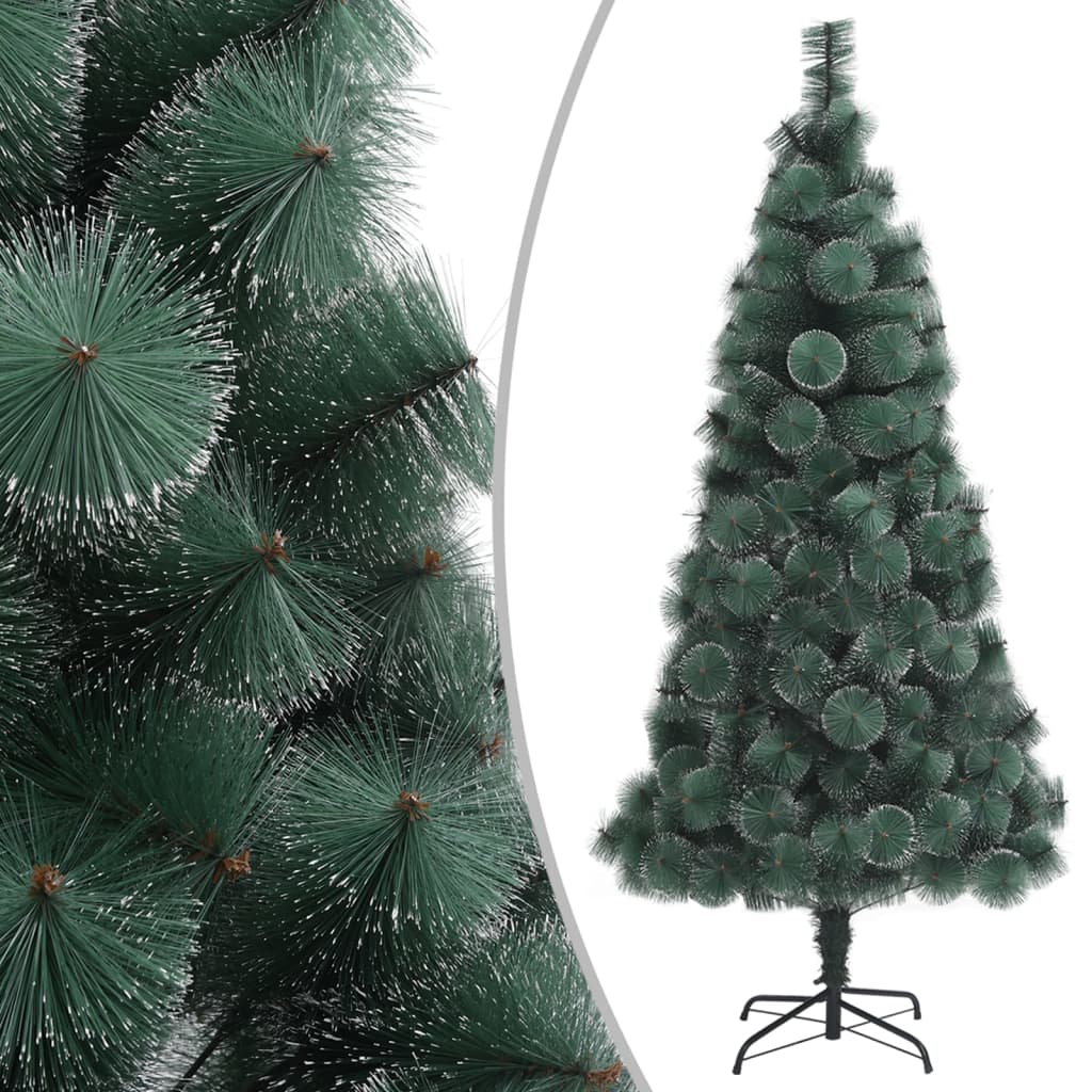  Plastgran med LED och julgranskulor grön 150 cm PVC&PE