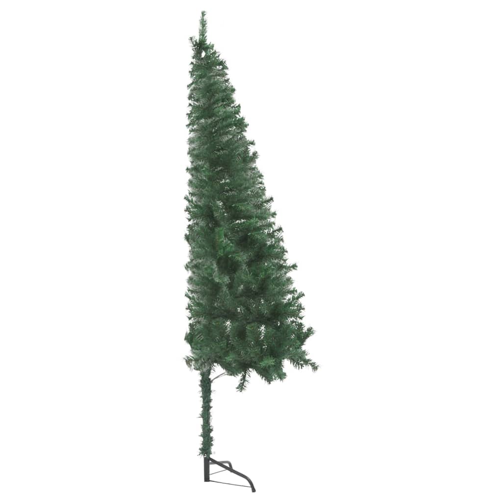  Plastgran för hörn med LED och julgranskulor grön 120 cm PVC