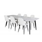 Polar Ellipse Dining Table - 240*100*H75 - White / Black, Polar Fluff Dining Chair - Black Legs  - White Teddy _6