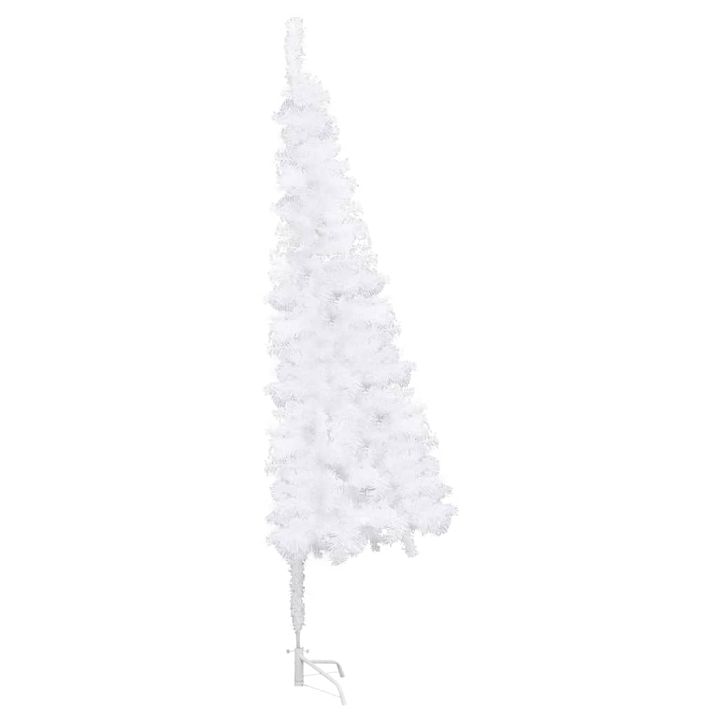  Plastgran för hörn med LED och julgranskulor vit 120 cm PVC