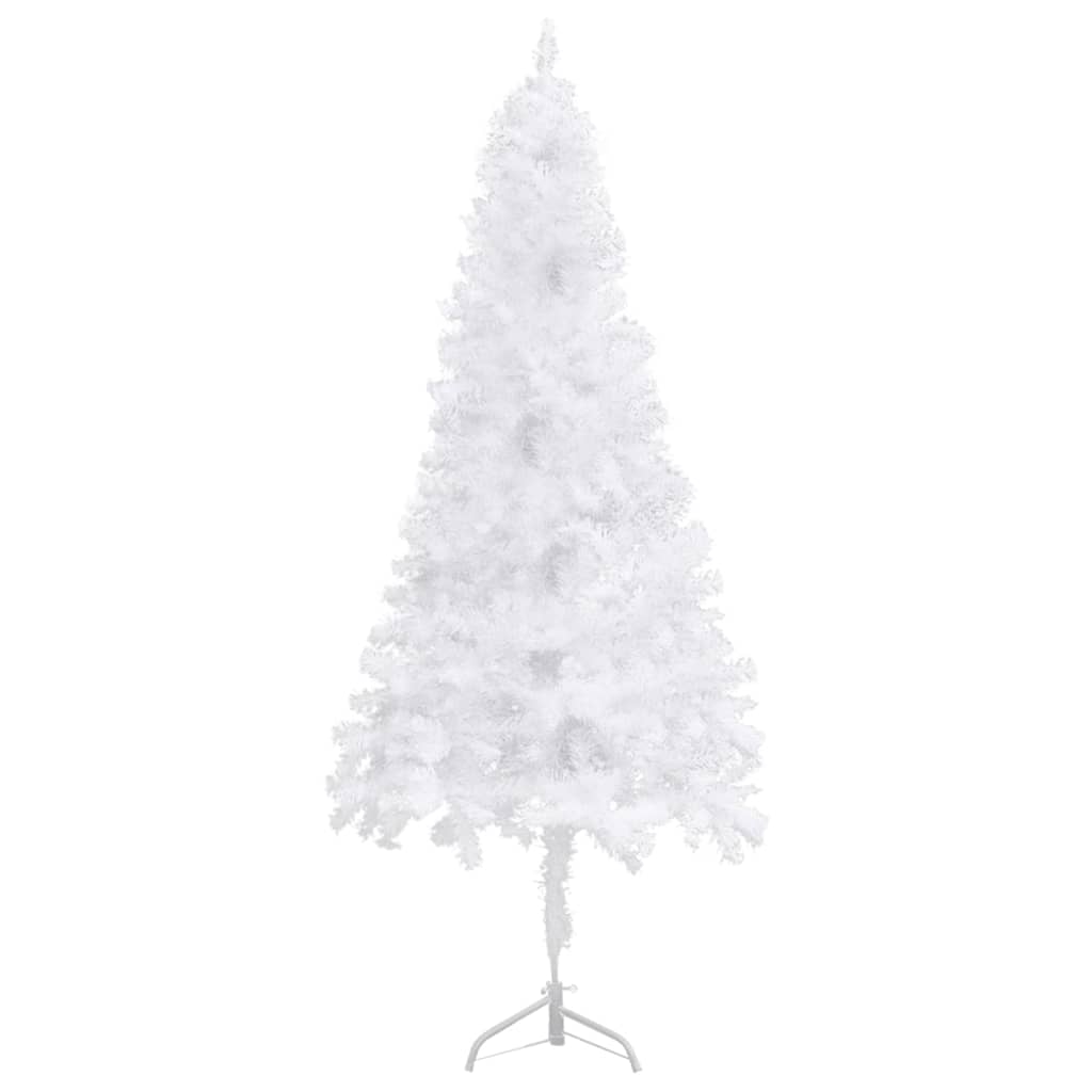  Plastgran för hörn med LED och julgranskulor vit 240 cm PVC