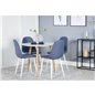 Polar Dining Table ø 90cm - White / Oak, Polar Dining Chair - White Legs - Blue Fabric_4