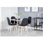 Polar Dining Table ø 90cm - White / Oak, Polar Dining Chair - White Legs - Black Fabric_4