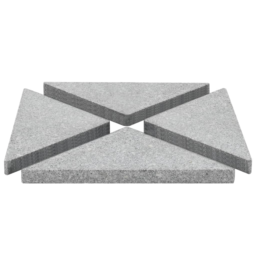  Viktplattor för parasoll 4 st grå granit trekantig 60 kg