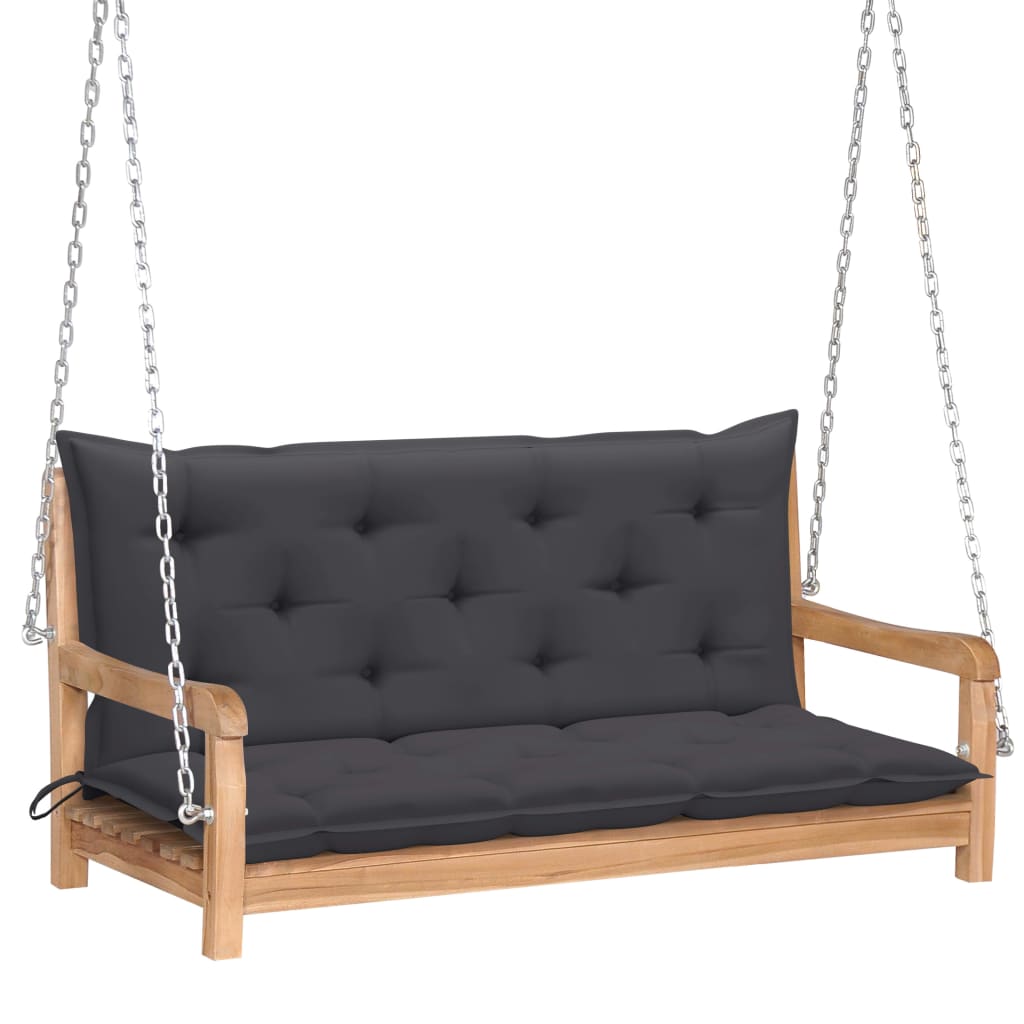  Gungbänk med antracit dyna 120 cm massiv teak