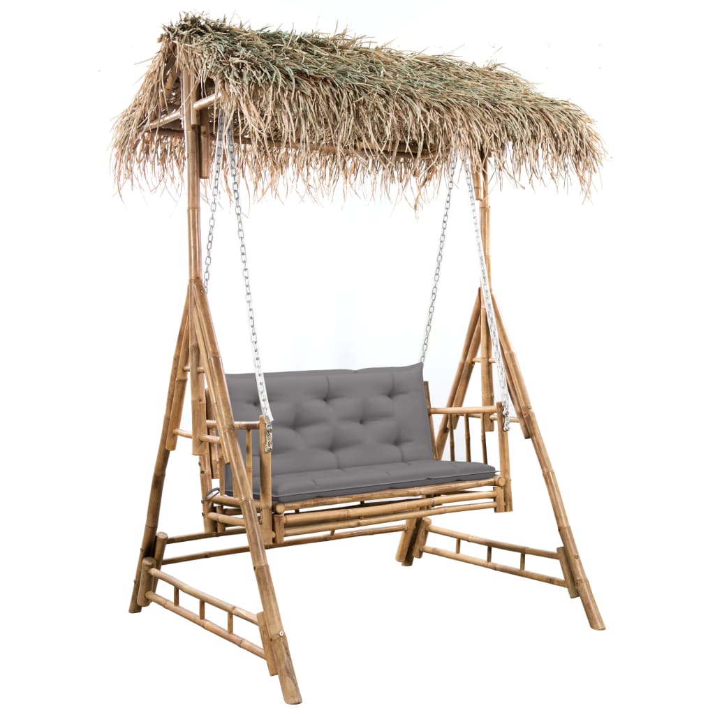  2-sits hammock med palmblad och dyna bambu 202 cm