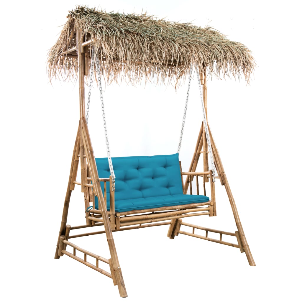  2-sits hammock med palmblad och dyna bambu 202 cm