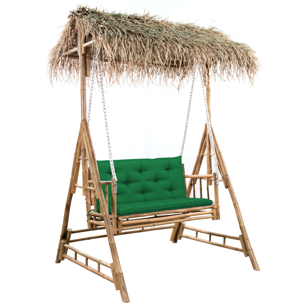  2-sits hammock med palmblad och dynor bambu 202 cm