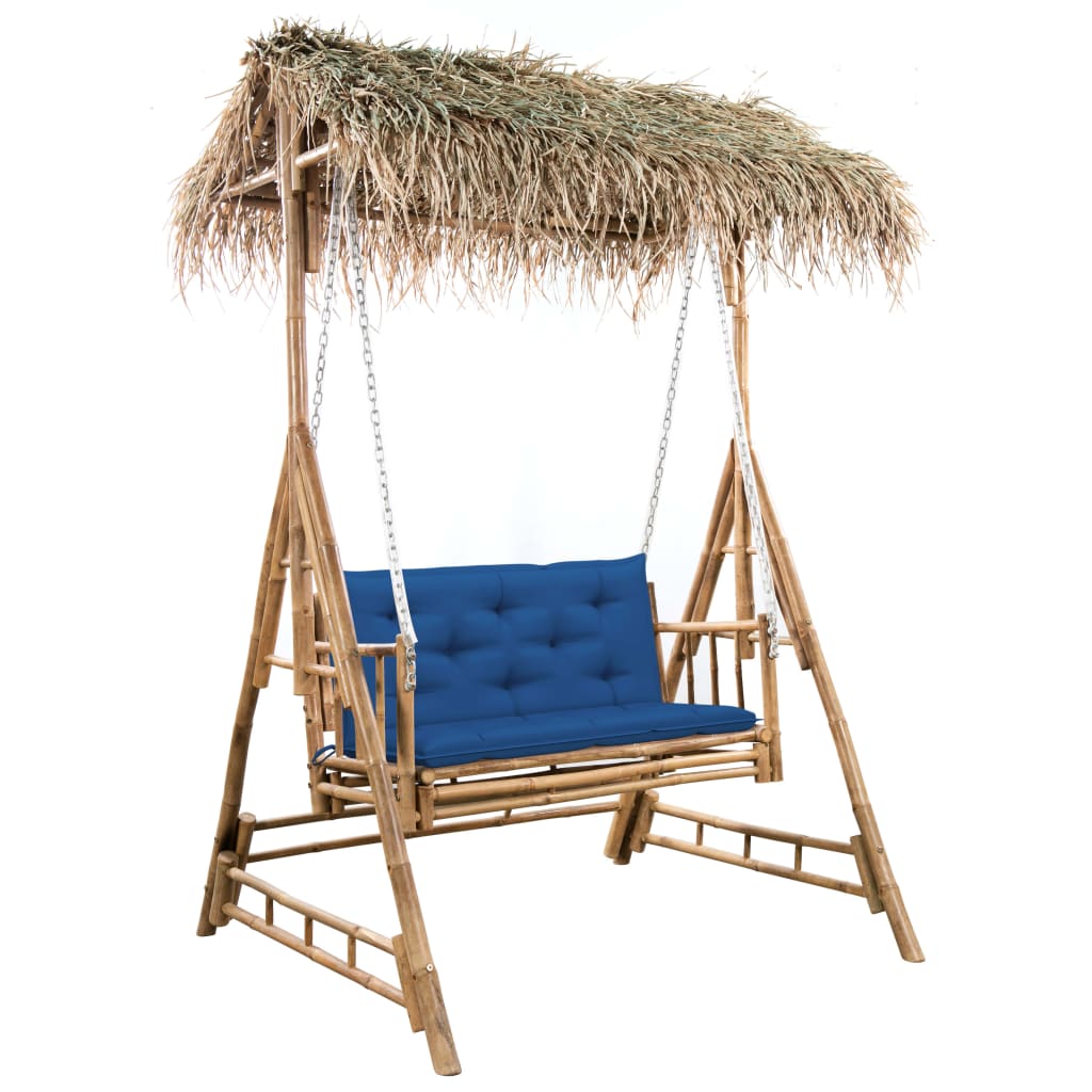  2-sits hammock med palmblad och dyna bambu 202 cm