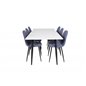 Polar Dining Table - 180*90*H75 - White / Black, Polar Dining Chair - Black Legs - Blue Fabric_6