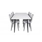 Polar Spisebord - 180 * 90 * H75 - Hvid / Sort, Polar Diamond Spisebordsstol - Sorte Ben - Grå Velvet_6
