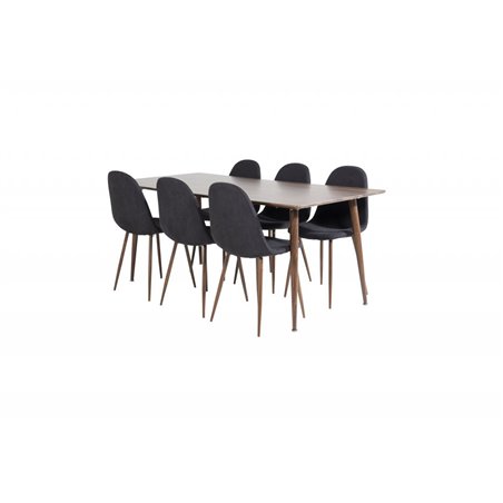 Polar Dining Table 180 cm - Walnut top - Walnut Legs, Polar Dining Chair - Walnut Legs - Black Fabric_6