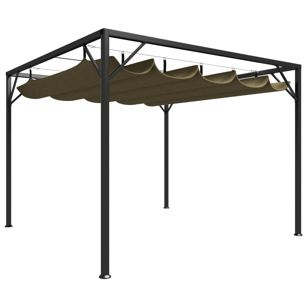  Paviljong med infällbart tak 3x3 m taupe 180 g/m²