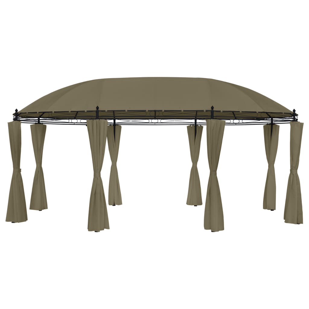  Paviljong med draperier 520x349x255 cm taupe 180 g/m²