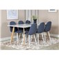 Polar Dining Table - 180*90*H75 - White / Oak, Polar Dining Chair - White Legs - Blue Fabric_6