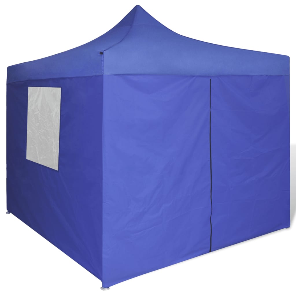  Blått hopfällbart tält 3 x 3 m med 4 väggar