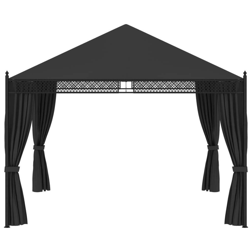  Paviljong med gardiner 3,5x3,5x3,1 m antracit