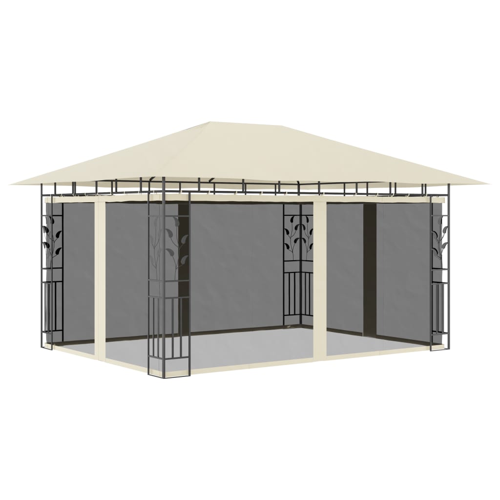  Paviljong med myggnät 4x3x2,73 m gräddvit 180 g/m²