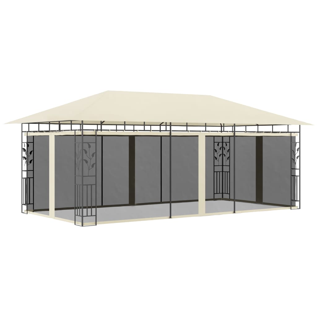  Paviljong med myggnät 6x3x2,73 m gräddvit