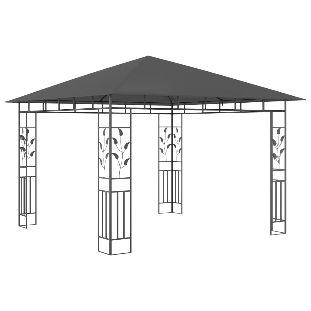  Paviljong med myggnät 3x3x2,73 m antracit 180 g/m²