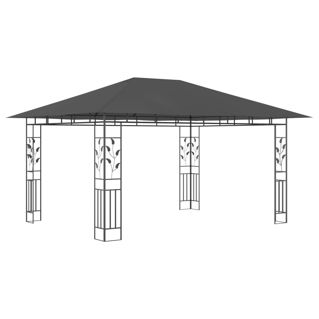  Paviljong med myggnät 4x3x2,73 m antracit 180 g/m²