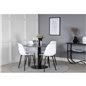 Estelle Round Dining Table ø106 H75 - Black / Black, Polar Plastic Dining Chair - Black Legs / White Plastic_4