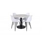 Estelle Round Dining Table ø106 H75 - White / Black, Polar Plastic Dining Chair - Black Legs / White Plastic_4