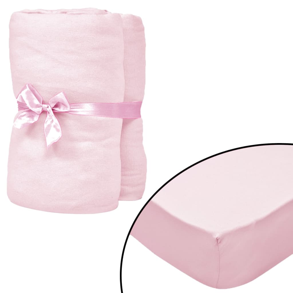  Dra-på-lakan för barnsäng 4 st 40x80 cm bomullsjersey rosa