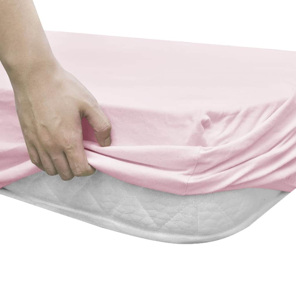  Dra-på-lakan för barnsäng 4 st 70x140 cm bomullsjersey rosa