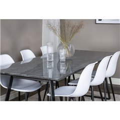 Estelle Dining Table 200*90*H76 - Black / Black, Polar Plastic Dining Chair - Black Legs / White Plastic_6