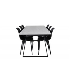 Estelle Dining Table 200*90*H76 - White / Black, Polar Plastic Dining Chair - Black Legs / Black Plastic_6