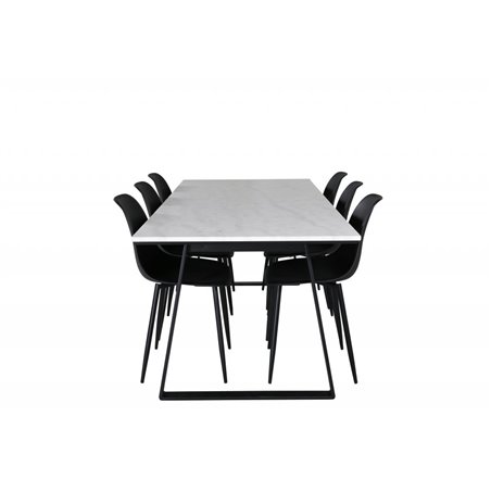 Estelle Dining Table 200*90*H76 - White / Black, Polar Plastic Dining Chair - Black Legs / Black Plastic_6