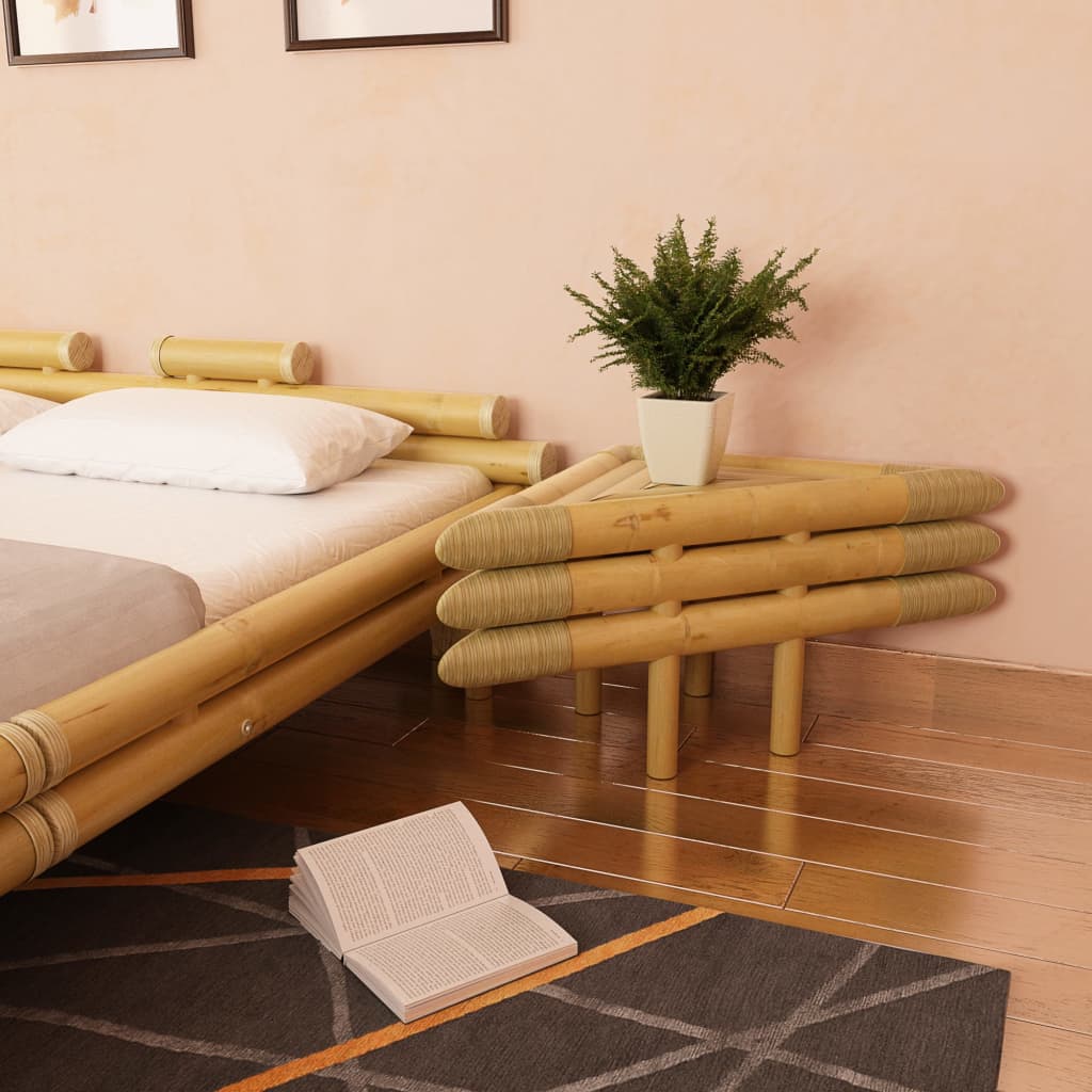  Sängbord 2 st 60x60x40 cm bambu naturlig