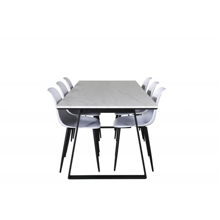 Estelle Dining Table 200*90*H76 - White / Black, Polar Plastic Dining Chair - Black Legs / White Plastic_6