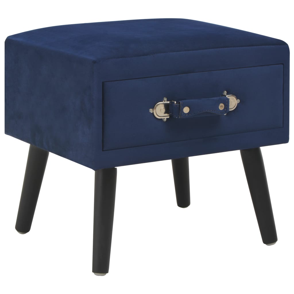  Sängbord blå 40x35x40 cm sammet