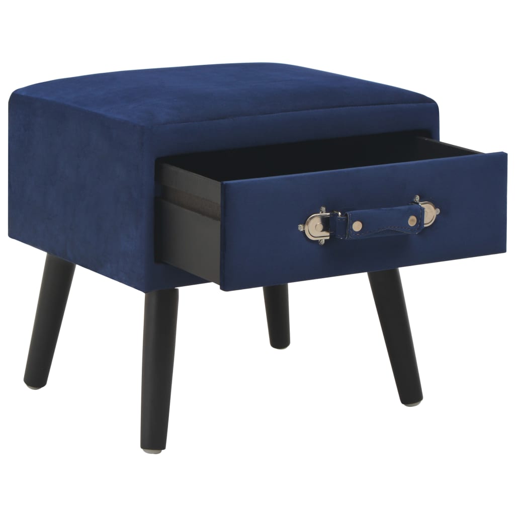 Sängbord blå 40x35x40 cm sammet