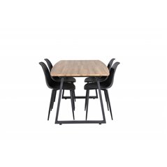Inca Dining Table - 160/200*85*H75 - Oak / Black, Polar Plastic Dining Chair - Black Legs / Black Plastic_4