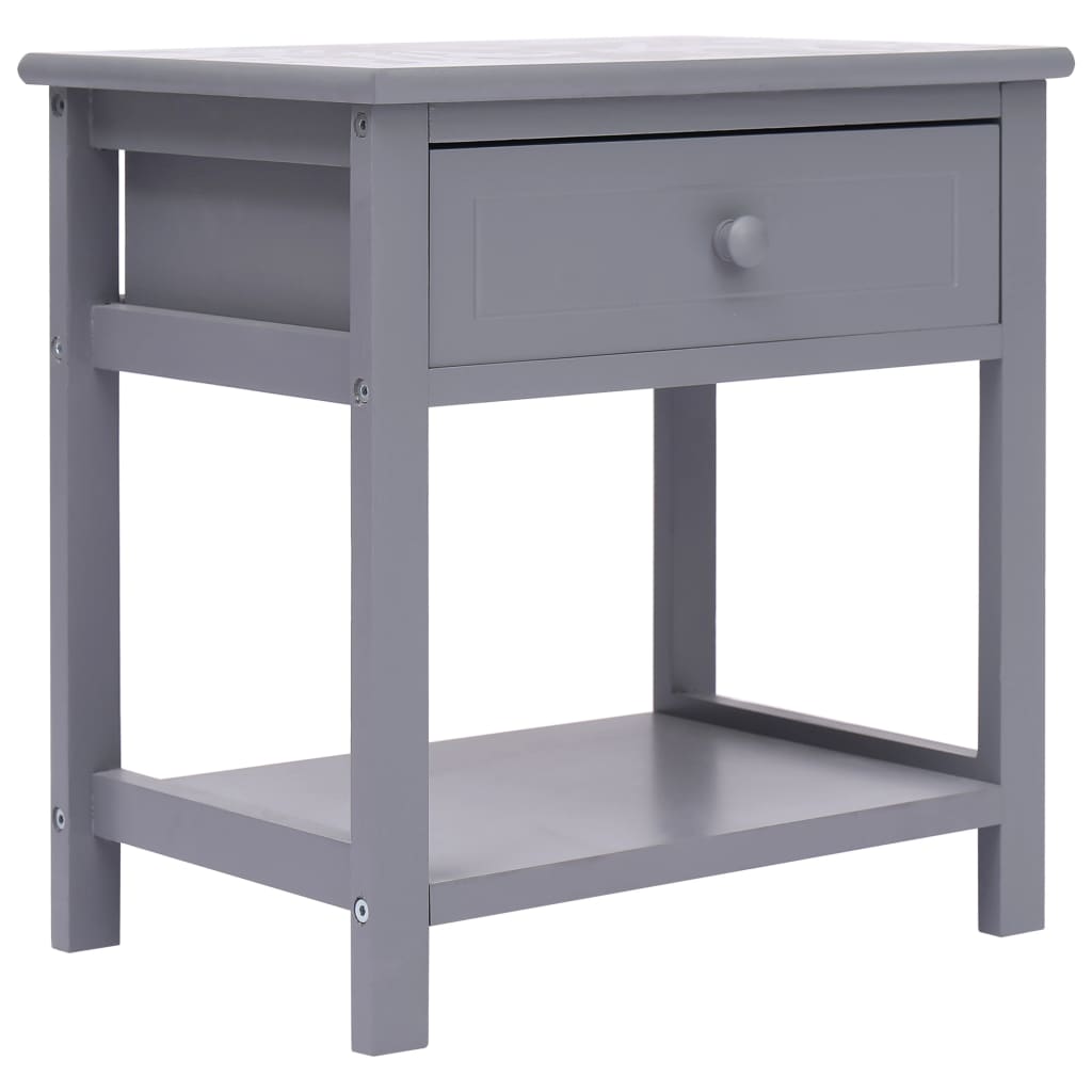  Sängbord grå 40x29x42 cm paulownia