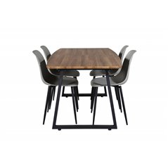 Inca Dining Table - 160/200*85*H75 - Oak / Black, Polar Plastic Dining Chair - Black Legs / Grey Plastic_4