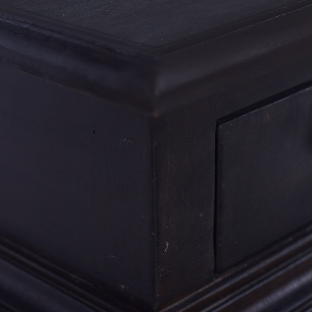  Sängbord ljus svart 35x30x60cm massiv mahogny