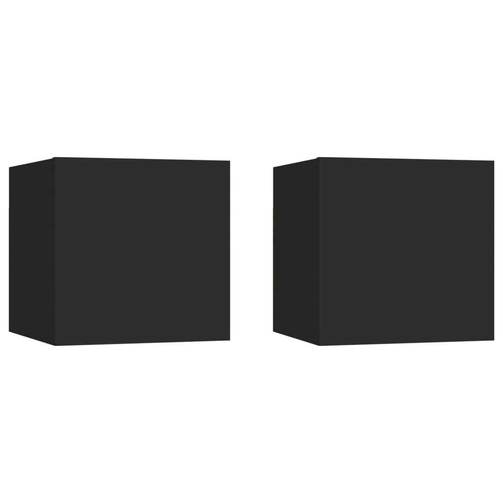  Sängbord 2 st svart 30,5x30x30 cm spånskiva