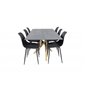 Piazza ruokapöytä - 180 * 90 * 75 - Spraystone / tammi, Polar Plastic ruokapöydän tuoli - Mustat jalat / musta Pla Pla