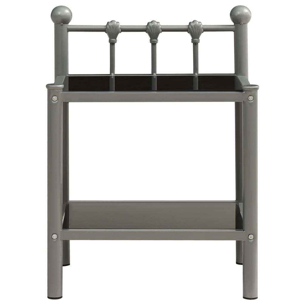  Sängbord grå och svart 45x34,5x60,5 cm metall och glas