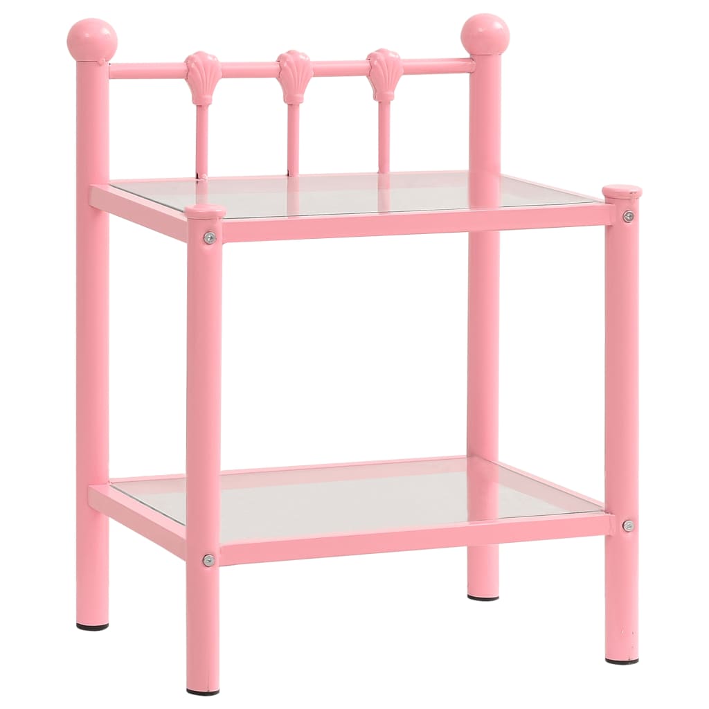  Sängbord rosa och transparent 45x34,5x60,5 cm metall och glas