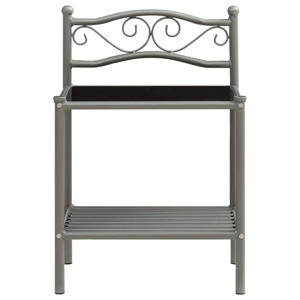  Sängbord grå och svart 43x33x65 cm metall och glas