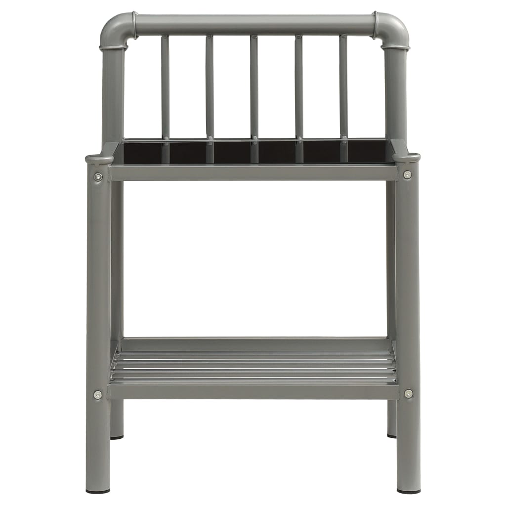  Nattduksbord 2 st grå och svart metall och glas