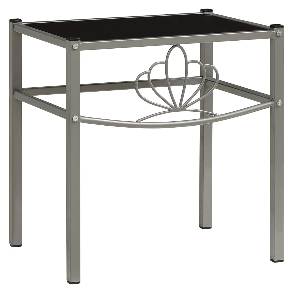  Sängbord grå och svart 42,5x33x44,5 cm metall och glas