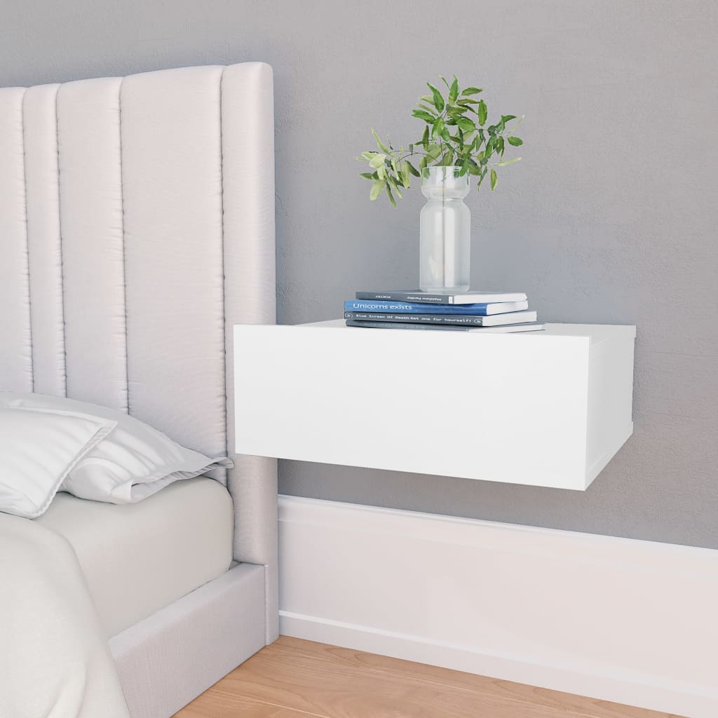  Svävande sängbord vit 40x30x15 cm spånskiva