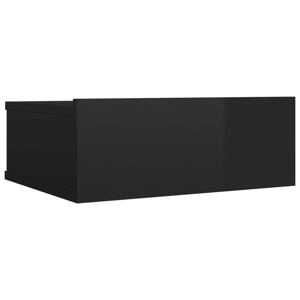  Svävande sängbord svart högglans 40x30x15 cm spånskiva